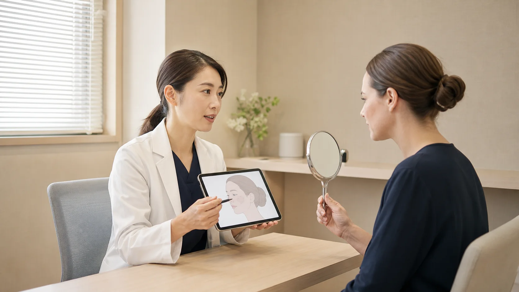 Aesthetic medicine consultation in a Japanese clinic